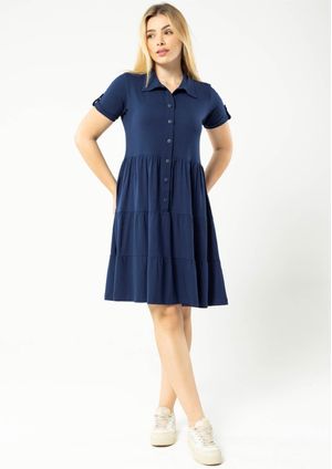 Vestido Pau a Pique Básico Azul Marinho