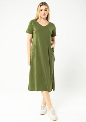 Vestido Midi Pau a Pique Básico Verde