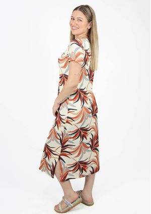 Vestido Midi Estampado Telha
