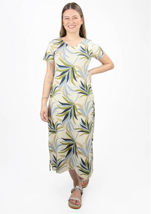 Vestido Midi Estampado Azul