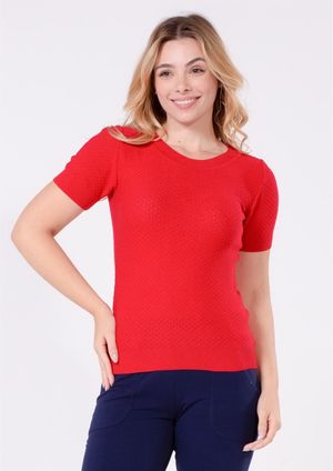 Blusa Manga Curta Pau a Pique Modal Básica Vermelho