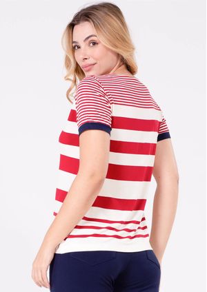Blusa Pau a Pique listrada Vermelho