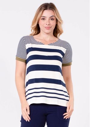 Blusa Pau a Pique listrada Azul Marinho