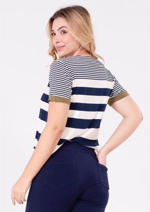Blusa Pau a Pique listrada Azul Marinho