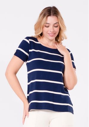 Blusa Pau a Pique listrada Azul Marinho
