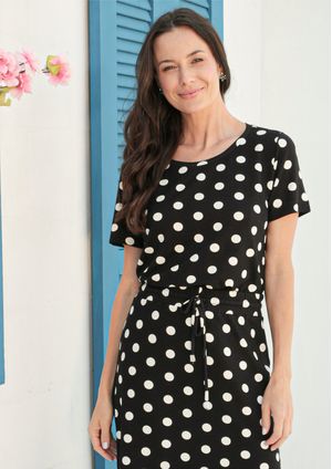 Blusa Manga Curta Pau a Pique Poá Azul Marinho