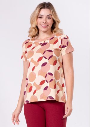 Blusa Pau a Pique Estampada Telha