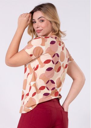 Blusa Pau a Pique Estampada Telha