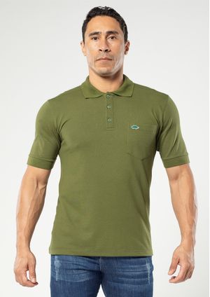 Camisa Polo Pau a Pique Piquet Verde Musgo