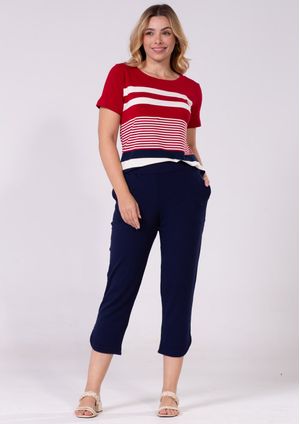 Calça Capri Pau a Pique Básica Azul Marinho