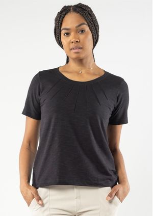 Blusa Manga Curta Pau a Pique Básica Preto