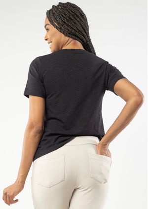 Blusa Manga Curta Pau a Pique Básica Preto