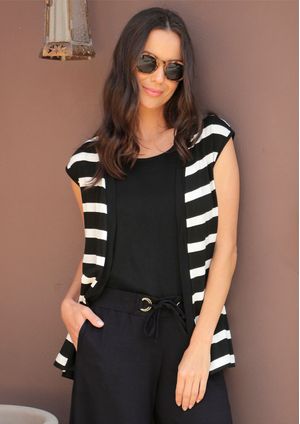 Twin Set Regata Listrado 2 pçs Pau a Pique Preto