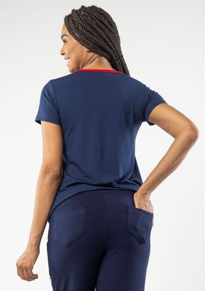 Blusa Manga Curta Pau a Pique Náutica Azul Marinho