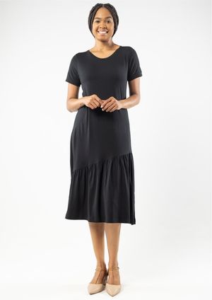 Vestido Pau a Pique Midi Básico Preto