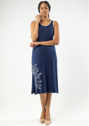 Vestido Pau a Pique Midi Azul Marinho