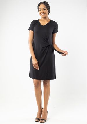 Vestido Manga Curta Pau a Pique Básico Preto