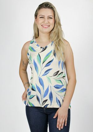 Regata Pau a Pique Estampada Azul