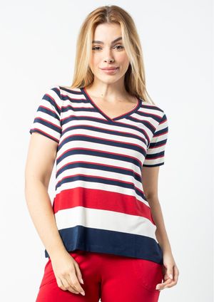 Blusa Pau a Pique Listrada Vermelho