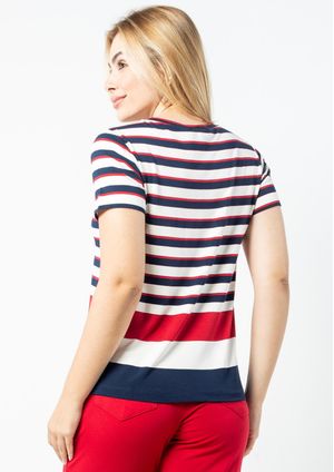 Blusa Pau a Pique Listrada Vermelho