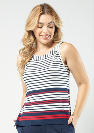 Regata Pau a Pique Listrada Vermelho