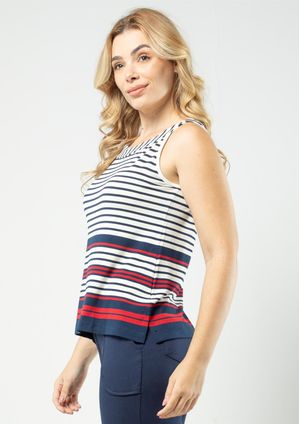 Regata Pau a Pique Listrada Vermelho