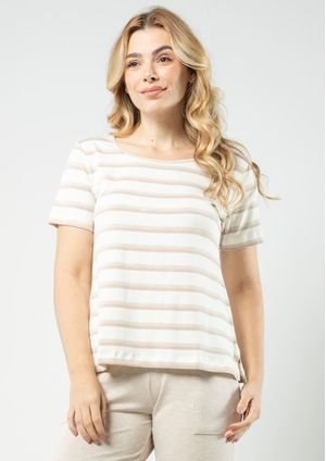 Blusa Pau a Pique Listrada Bege