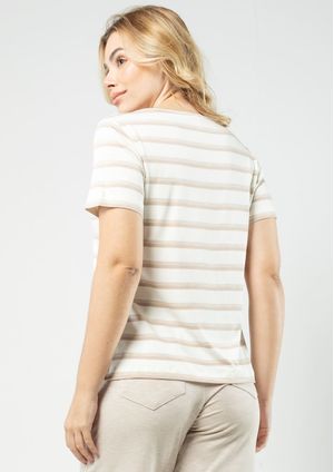 Blusa Pau a Pique Listrada Bege