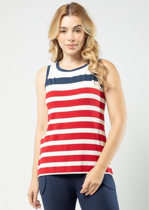 Regata Pau a Pique Listrada Vermelho