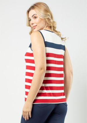 Regata Pau a Pique Listrada Vermelho