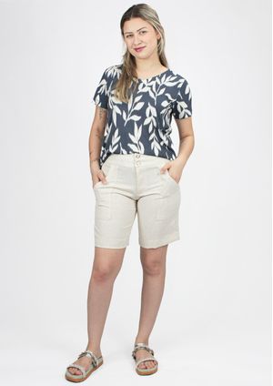 Bermuda Pau a Pique Linho Off White
