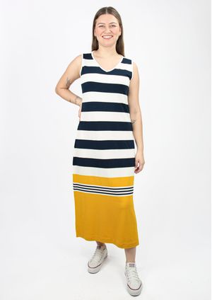 Vestido Regata Pau a Pique Listrado Mostarda