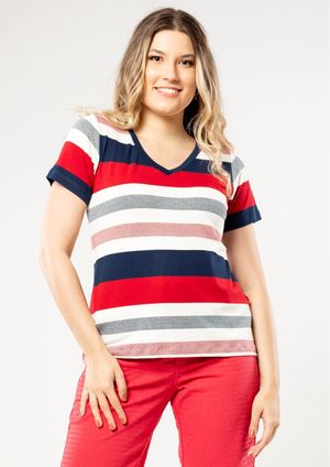 Blusa Pau a Pique Listrada Vermelho