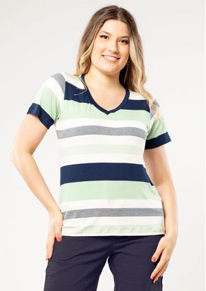 Blusa Pau a Pique Listrada Verde