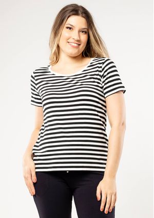 Blusa Pau a Pique Listrada Preto