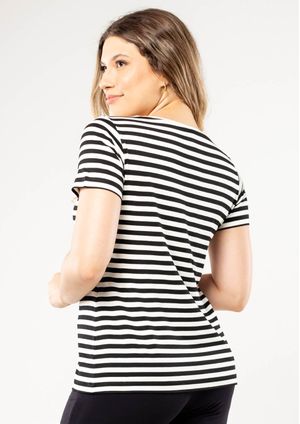 Blusa Pau a Pique Listrada Preto