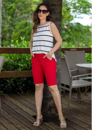 Bermuda Pau a Pique Poliamida Vermelho