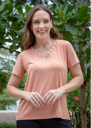 Blusa Pau a Pique Manga Curta Básica Nude