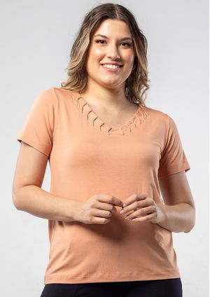 Blusa Pau a Pique Manga Curta Básica Nude