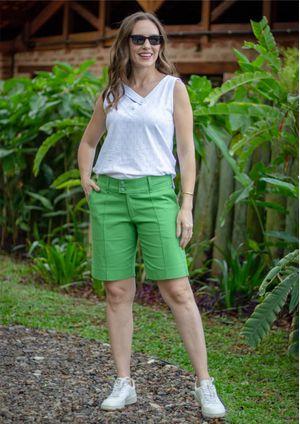 Bermuda Pau a Pique Linho Verde