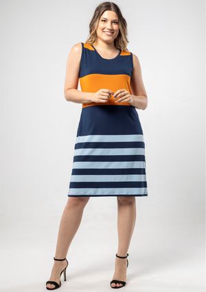 Vestido Regata Pau a Pique Listrado Amarelo Ouro