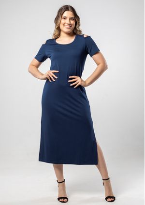 Vestido Pau a Pique Básico Azul Marinho