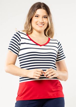 Blusa Pau a Pique Listrada Vermelho