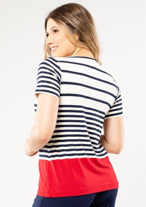 Blusa Pau a Pique Listrada Vermelho