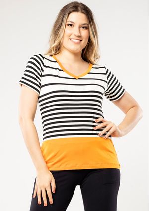 Blusa Pau a Pique Listrada Laranja