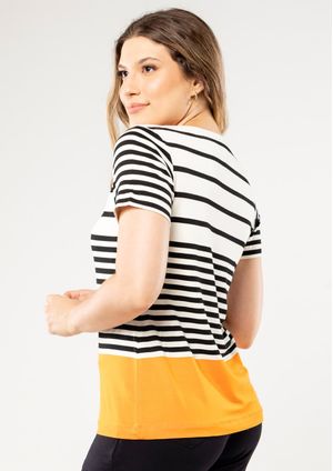 Blusa Pau a Pique Listrada Laranja