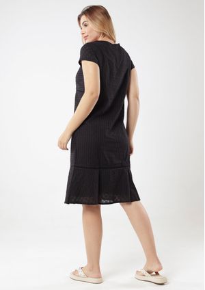 Vestido Pau a Pique Manga Curta Laise Preto