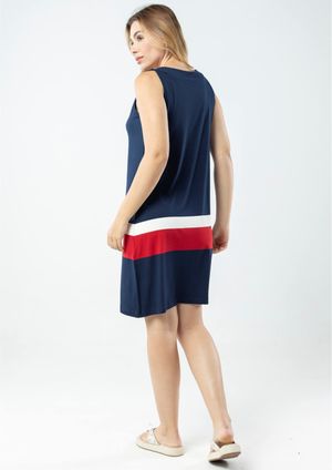 Vestido Regata Pau a Pique Listrado Vermelho