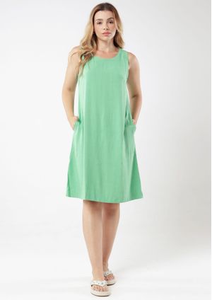 Vestido Regata Pau a Pique Viscolinho Verde