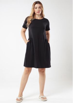 Vestido Pau a Pique Algodão Básico Preto